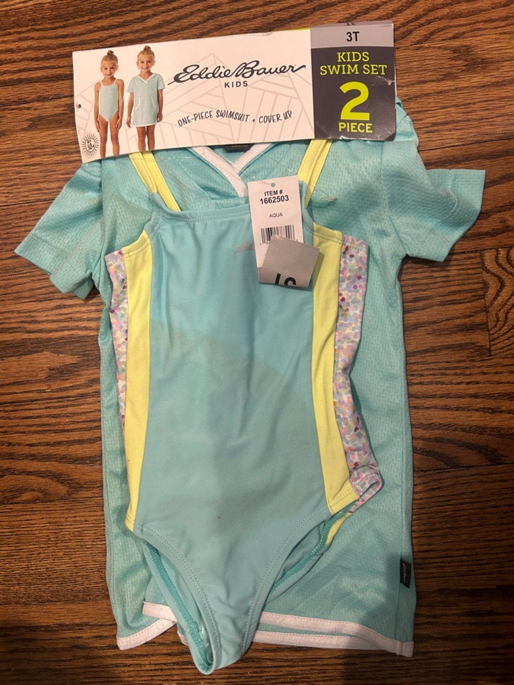 Eddie Bauer Swim Set 2 Piece One Piece Swimsuit & Cover Up Girls Sz 3T NEW